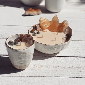 abundance + manifestation | ceramic crystal candle bowl 1:1