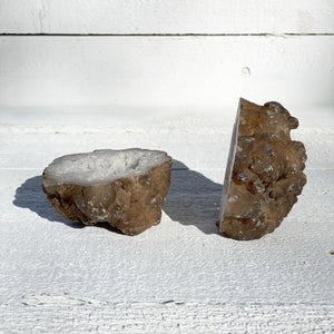 druzy quartz geode pair