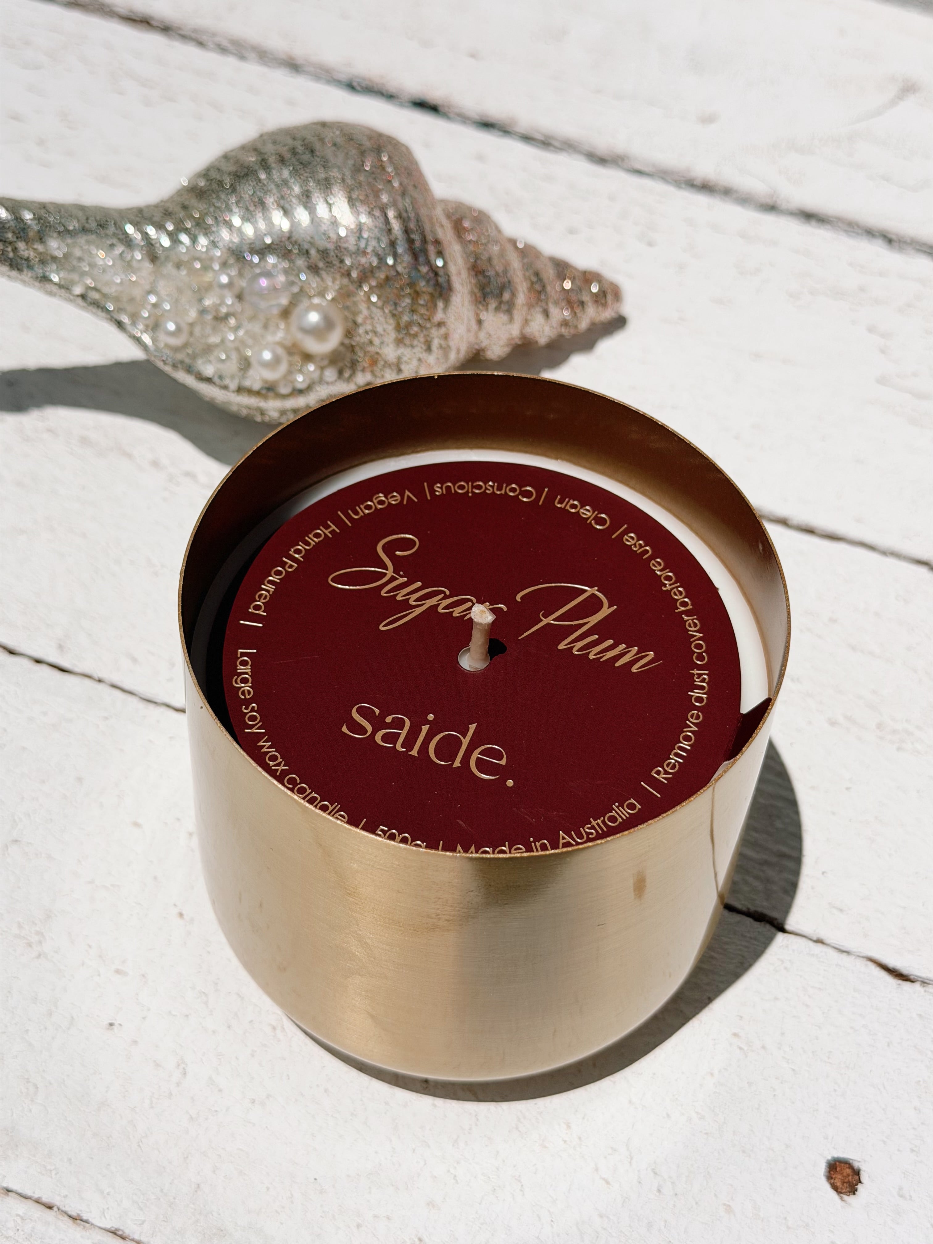 XL gold christmas soy candle | sugar plum