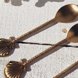 gold clam shell teaspoon | set
