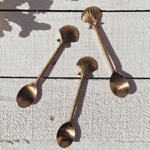 gold clam shell teaspoon | set
