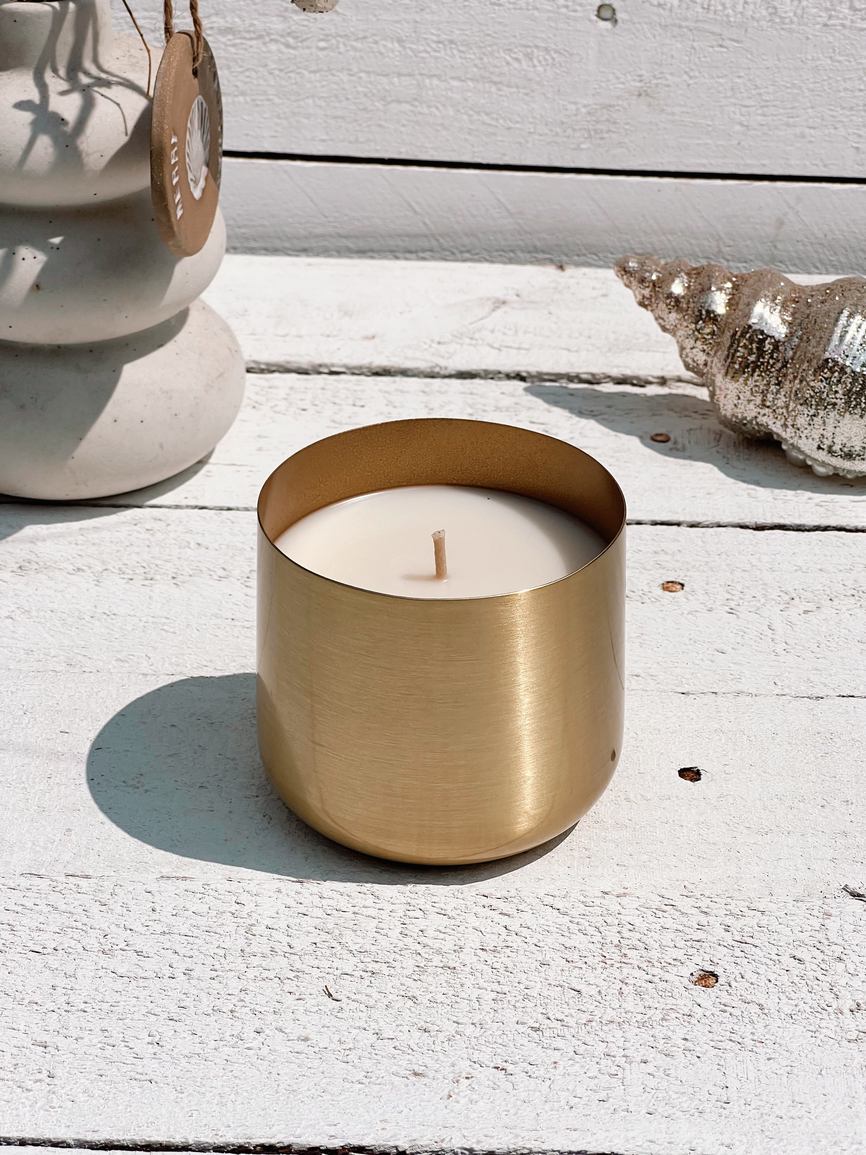 XL gold christmas soy candle | sugar plum
