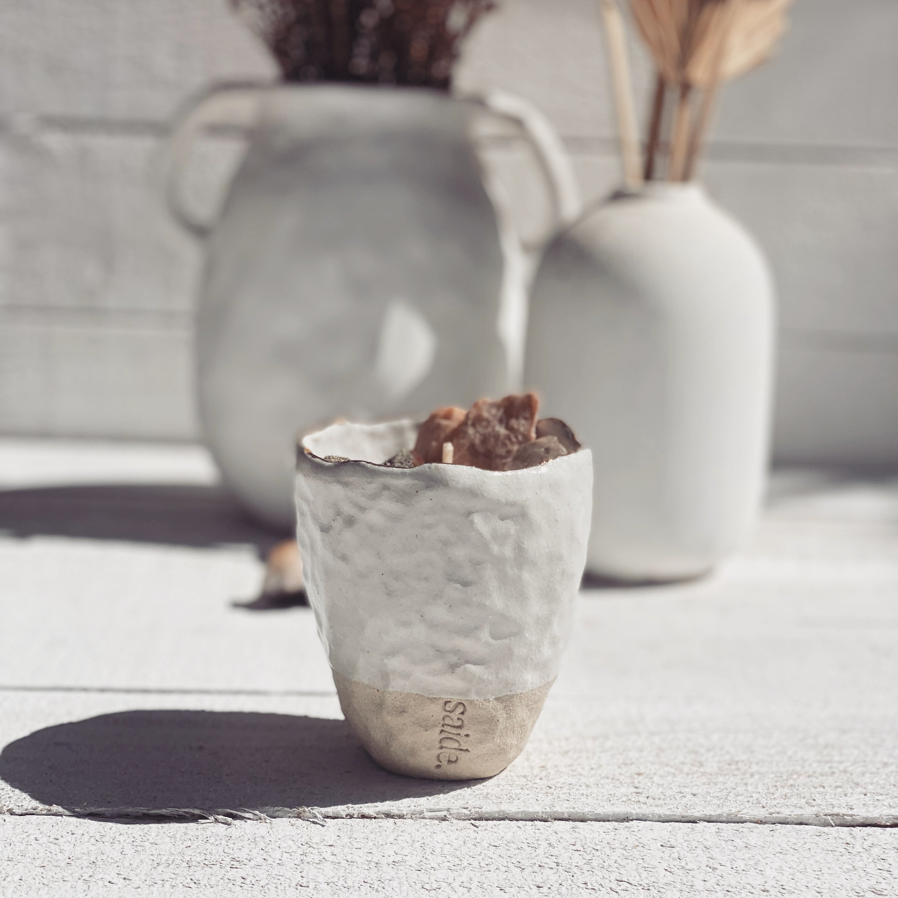 abundance + manifestation | ceramic crystal candle cup 1:1