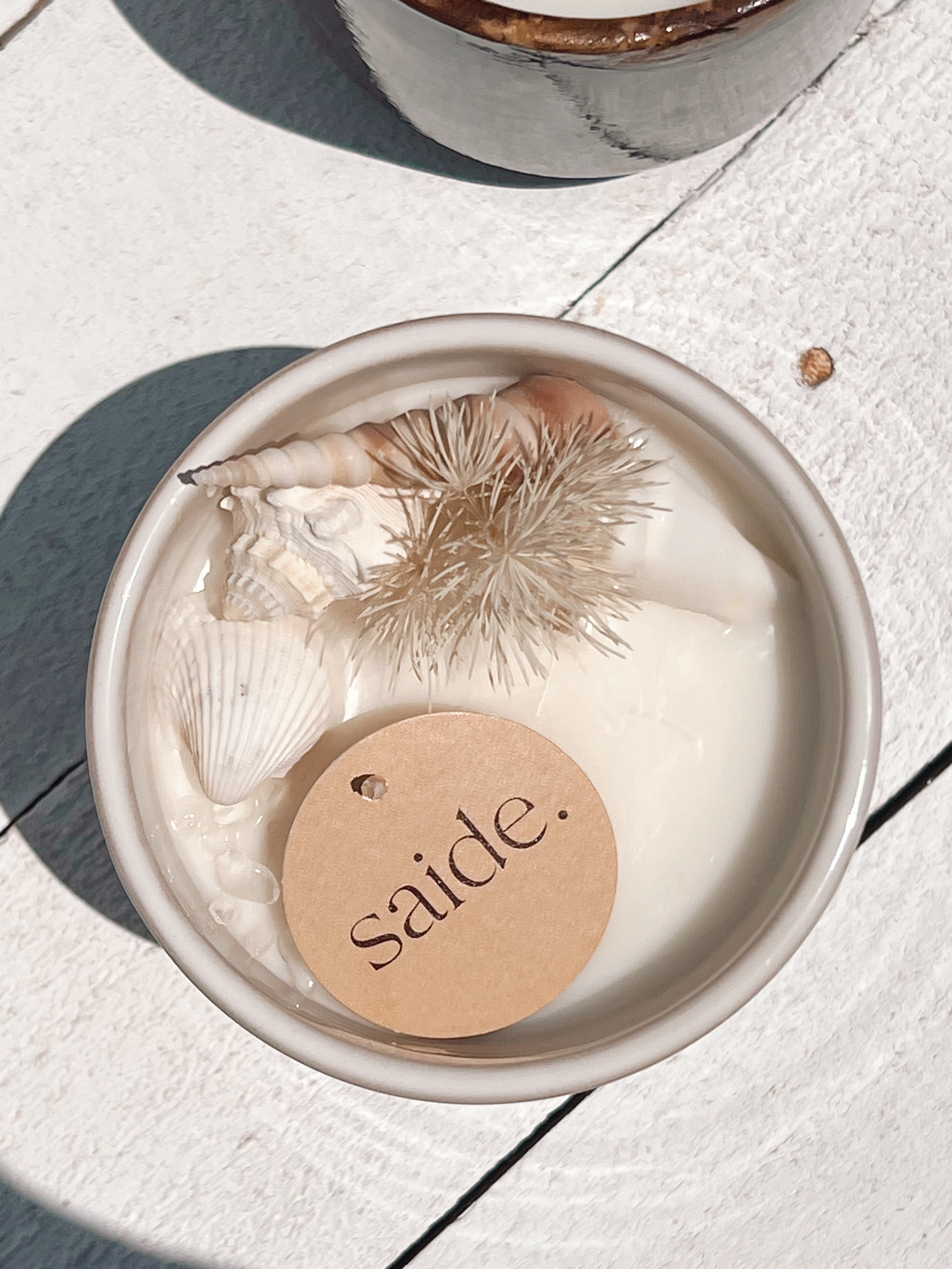 XL seashell ceramic soy candle