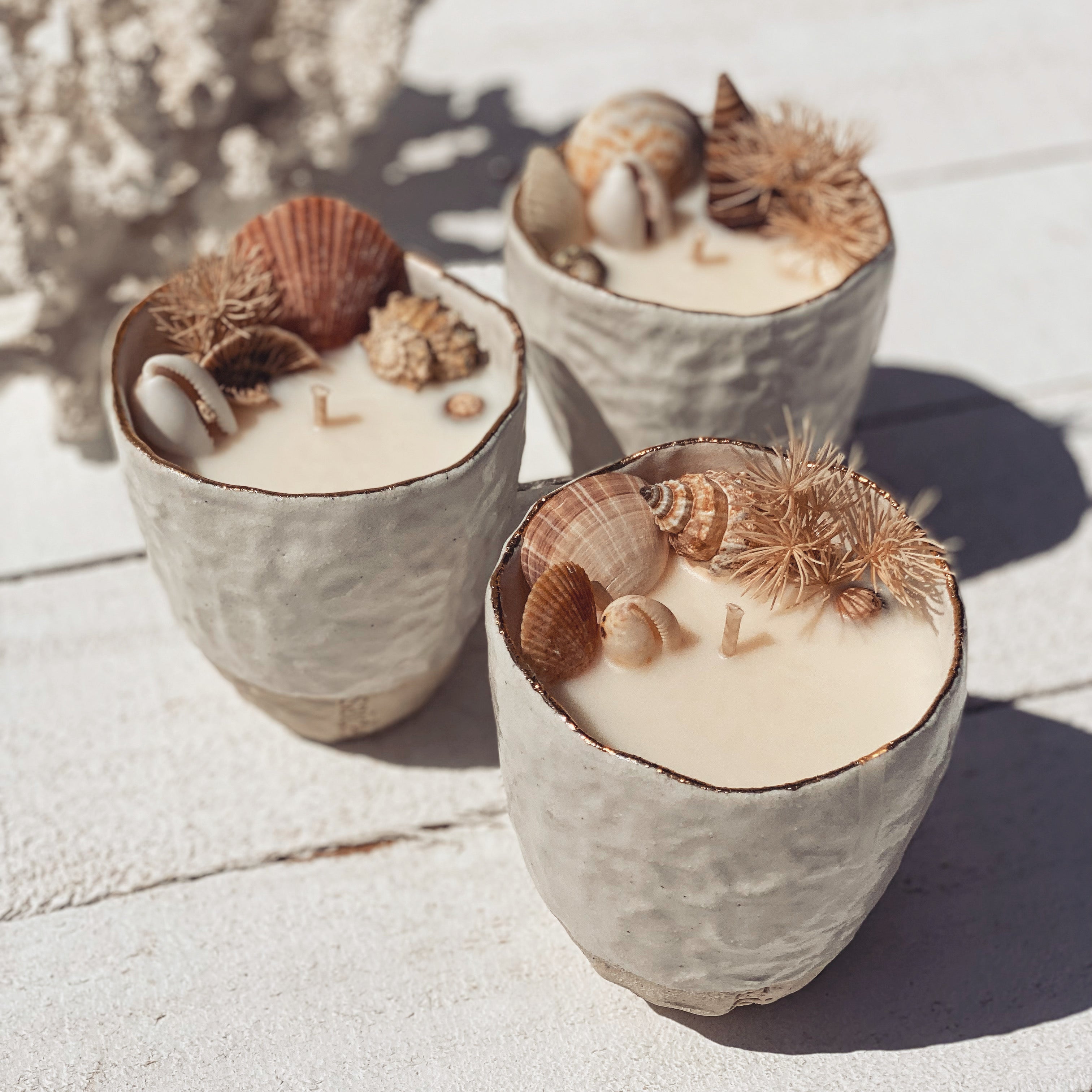 ceramic seashell candle cup | surf wax