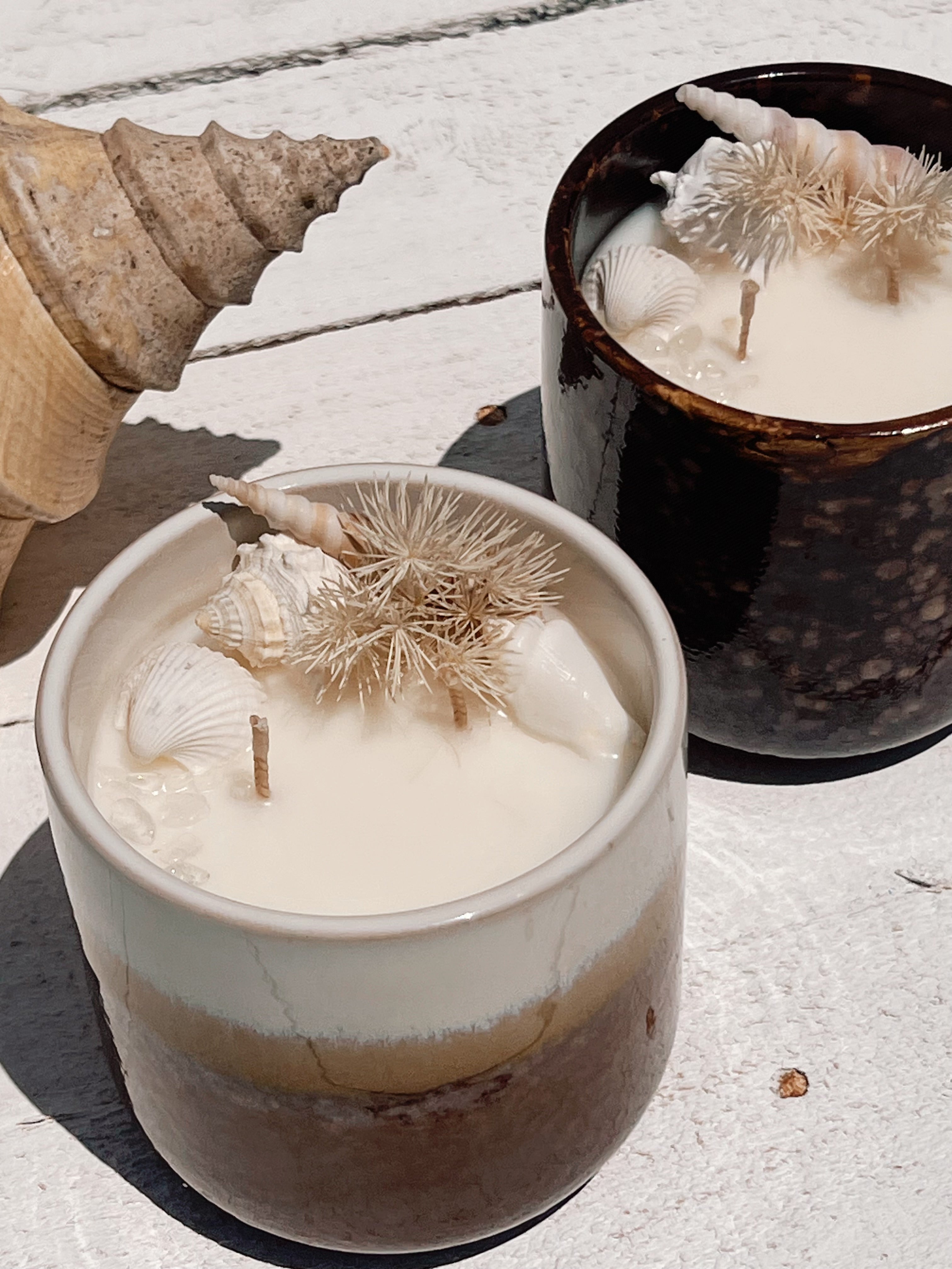 XL seashell ceramic soy candle
