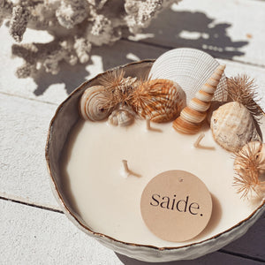 ceramic seashell candle bowl 1:1 | surf wax