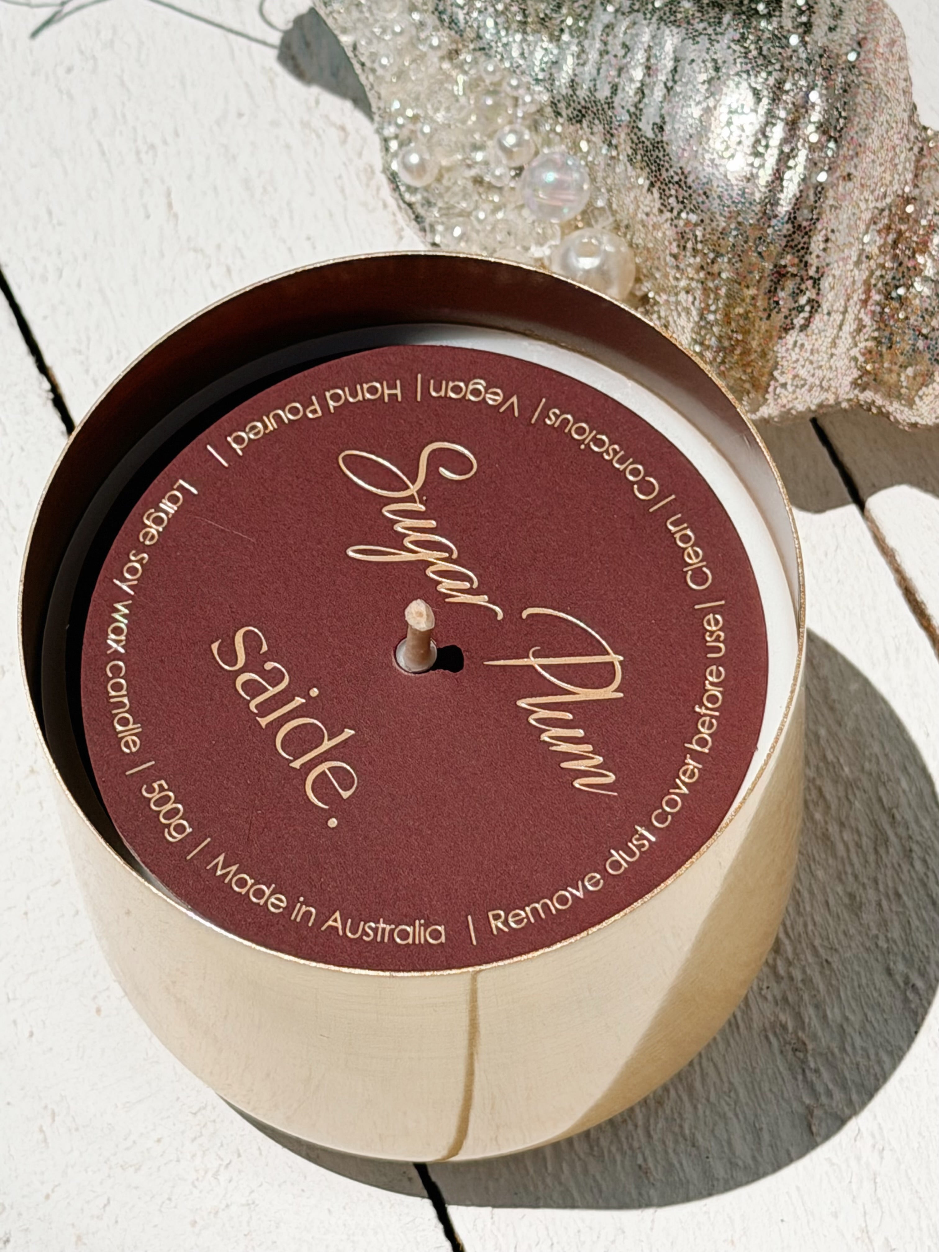 XL gold christmas soy candle | sugar plum