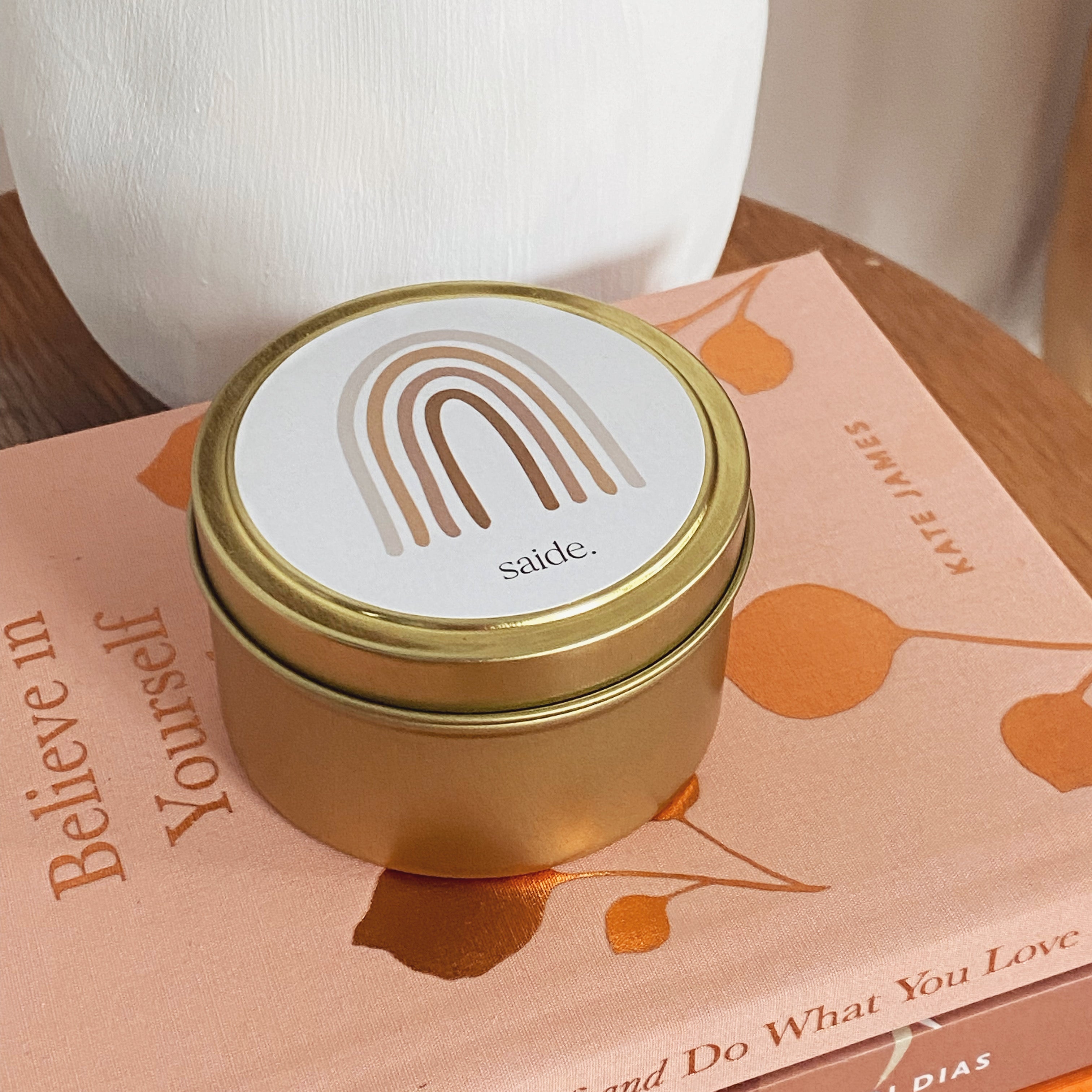 gold tin soy candle | imperfect