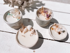 seashell ceramic soy candle | turquoise