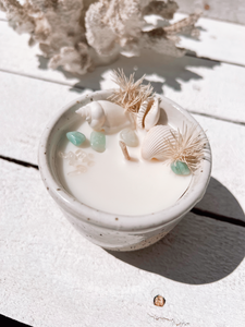 seashell ceramic soy candle | turquoise