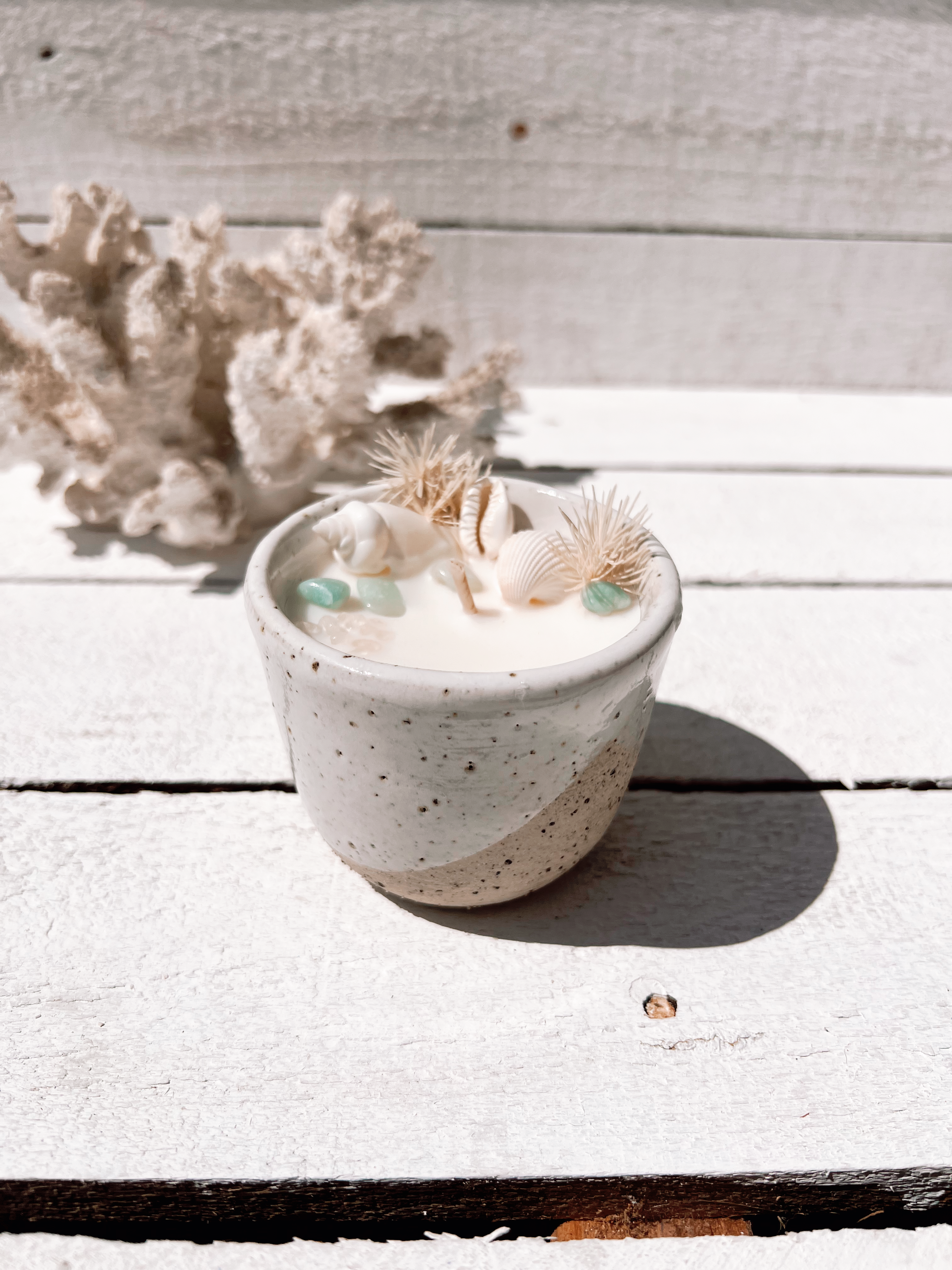 seashell ceramic soy candle | turquoise