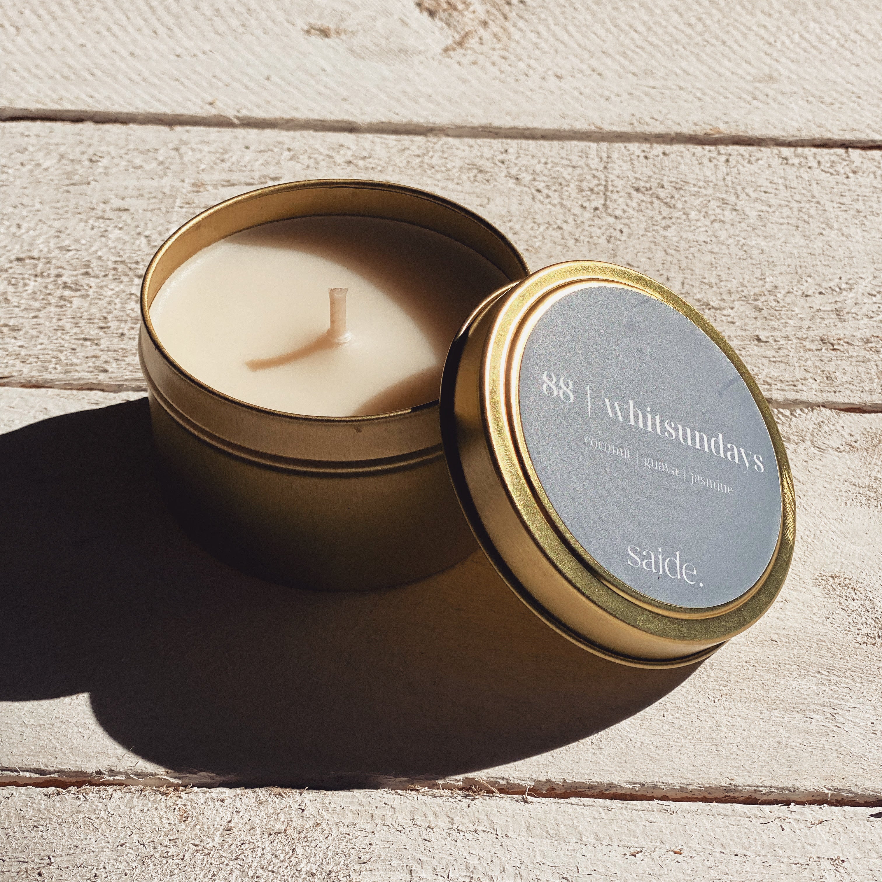 saide #88 Whitsundays Soy Candle Gold Tin_2 | Gift | Brisbane | Home Fragrance | Travel