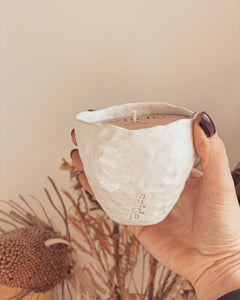 medium pinched ceramic soy candle