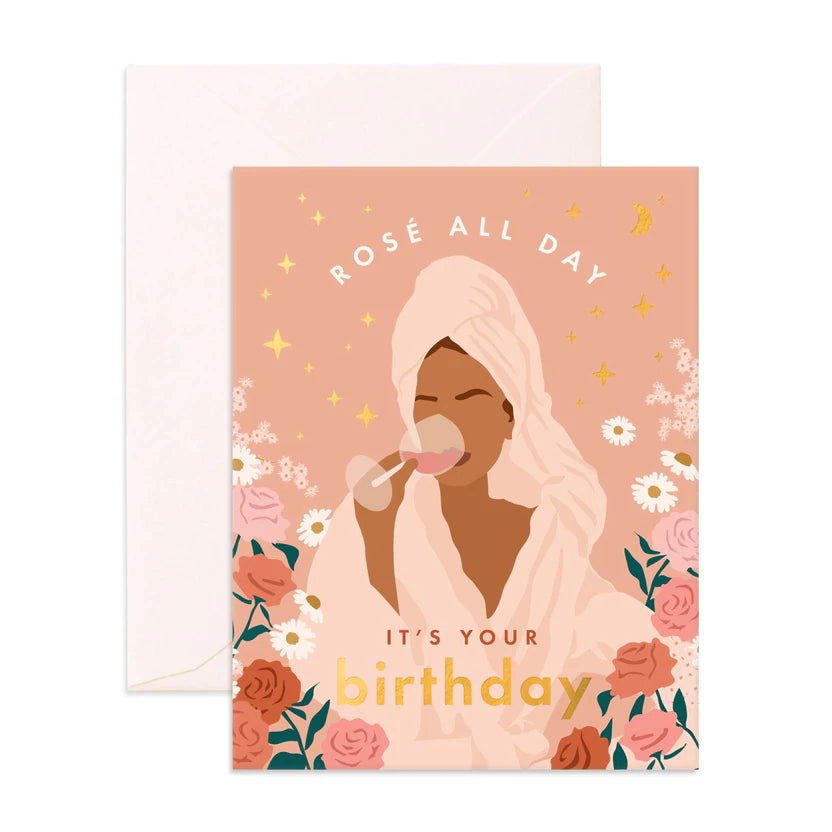 rose all day birthday greeting card