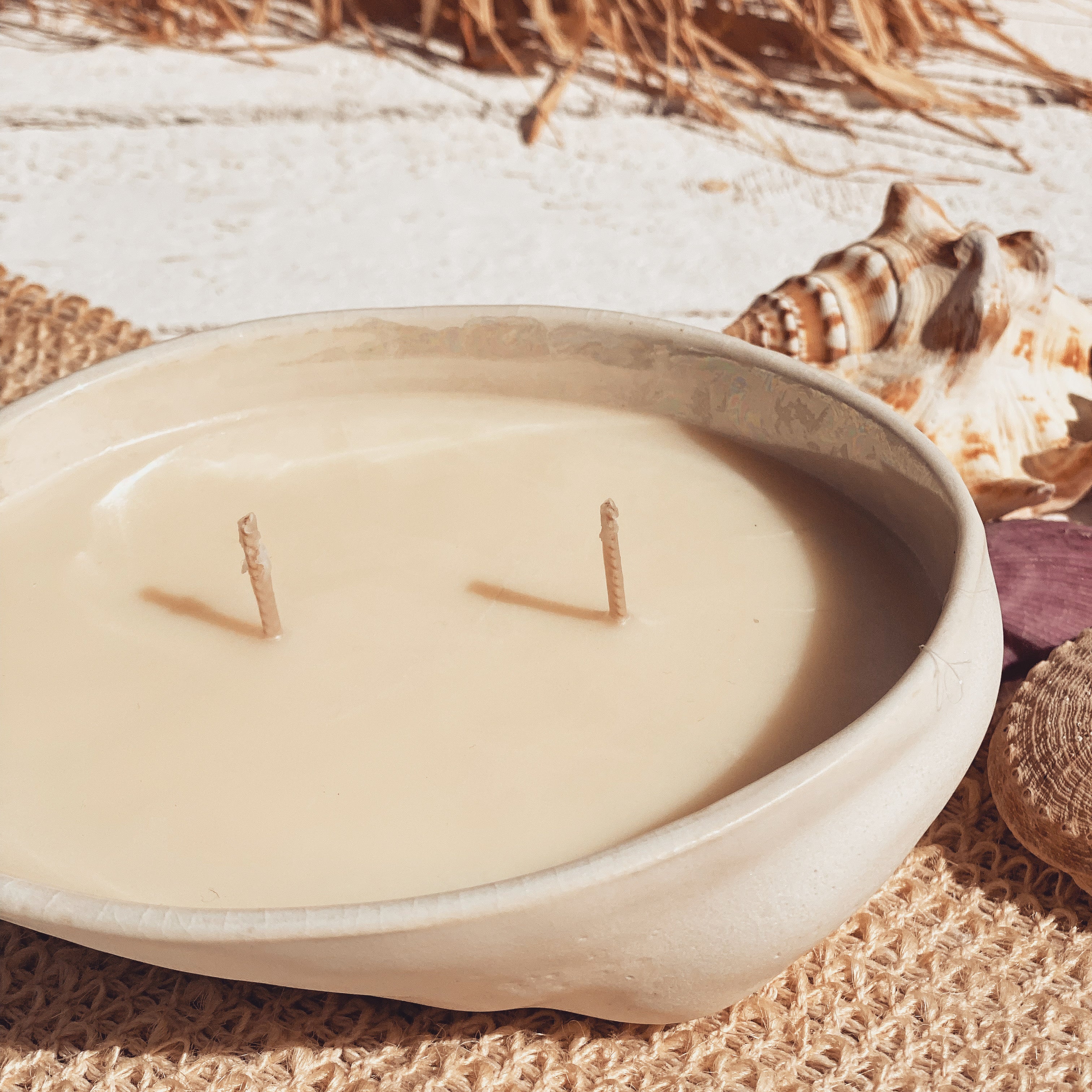 abalone shell ceramic soy candle | sea salt + sage